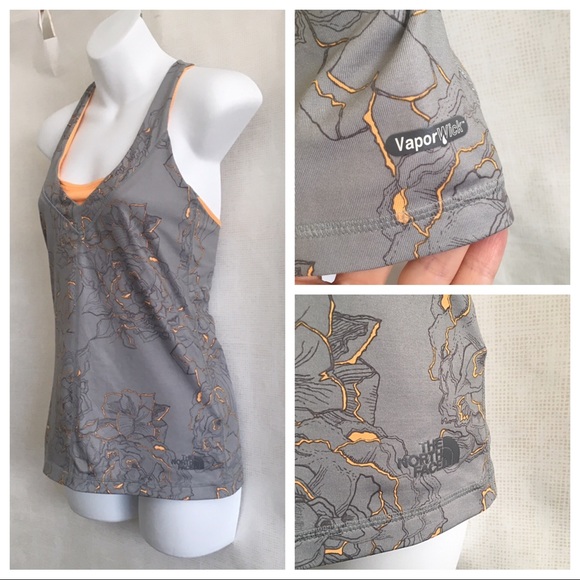 The North Face Tops - 🐾 The North Face Sz S/P Gray/Orange Workout Top